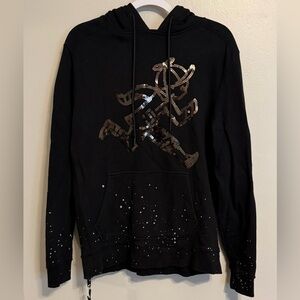 Play Cloths Black Sequin Graphic Hoodie